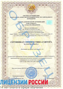 Образец сертификата соответствия аудитора №ST.RU.EXP.00006191-1 Вихоревка Сертификат ISO 50001